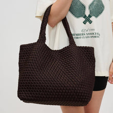 Load image into Gallery viewer, Sky's The Limit - Medium Woven Neoprene Tote: Black Nude