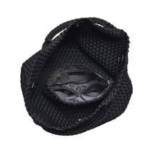 Load image into Gallery viewer, Sky's The Limit - Medium Woven Neoprene Tote: Black Nude
