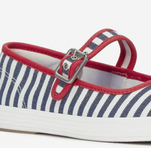 Load image into Gallery viewer, Maisie Mary Jane - White/Navy/Red Stripe Twill