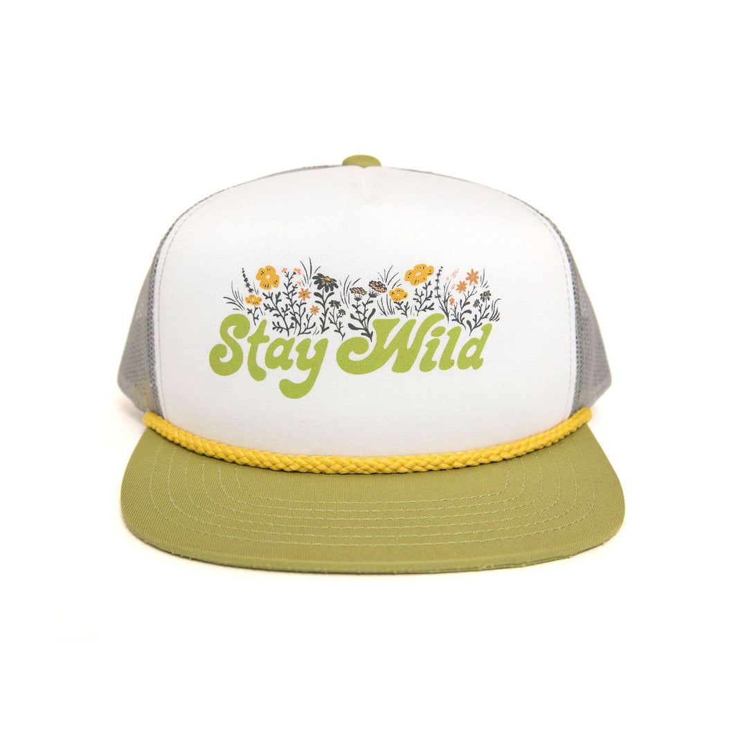 Stay Wild Trucker Hat: Green