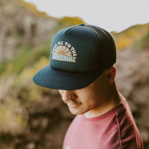 Take Me To The Mountains Trucker Hat: Navy