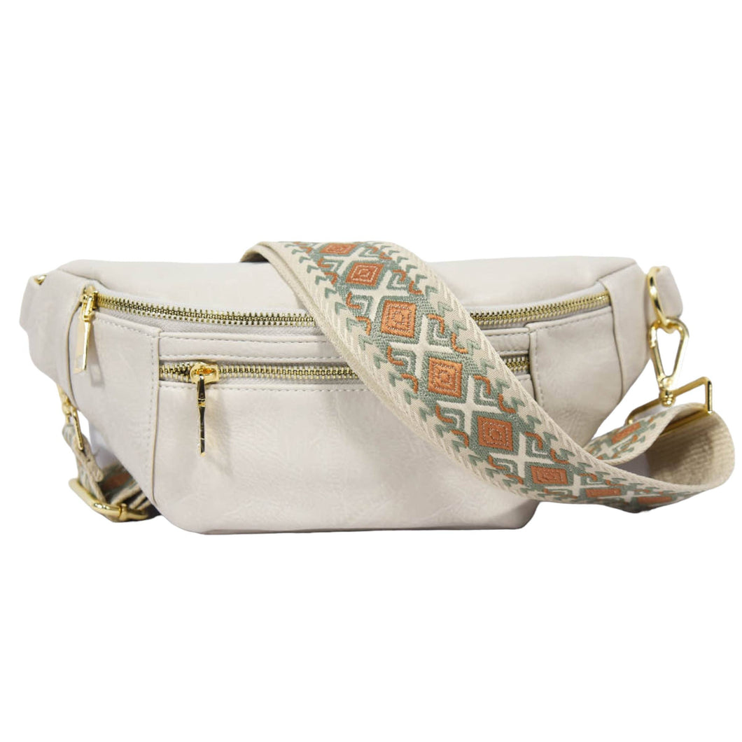 The Soho | Dual Zipper Sling Bag: Ivory