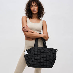 Dreamer - Quilted Puffer Nylon Tote: Black