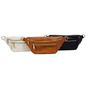 The Soho | Dual Zipper Sling Bag: Brown
