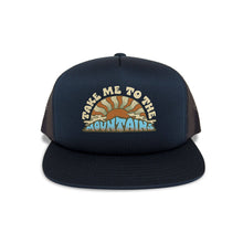 Load image into Gallery viewer, Take Me To The Mountains Trucker Hat: Navy
