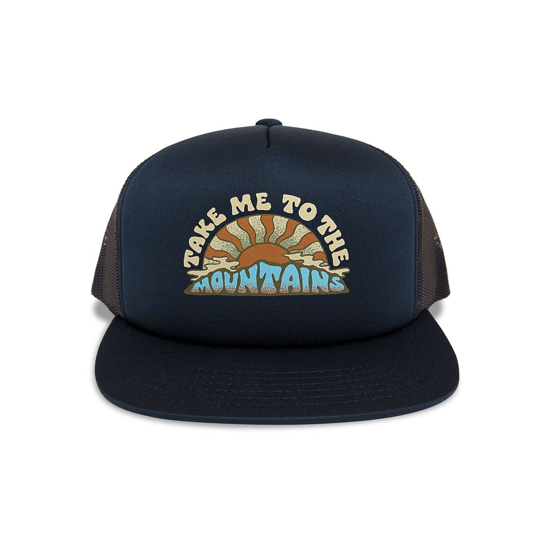 Take Me To The Mountains Trucker Hat: Navy