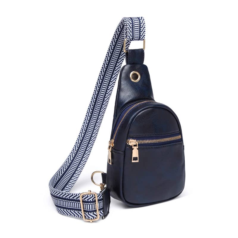 The Palmer | Sling Bag with Zipper Pocket: Navy