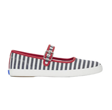 Load image into Gallery viewer, Maisie Mary Jane - White/Navy/Red Stripe Twill
