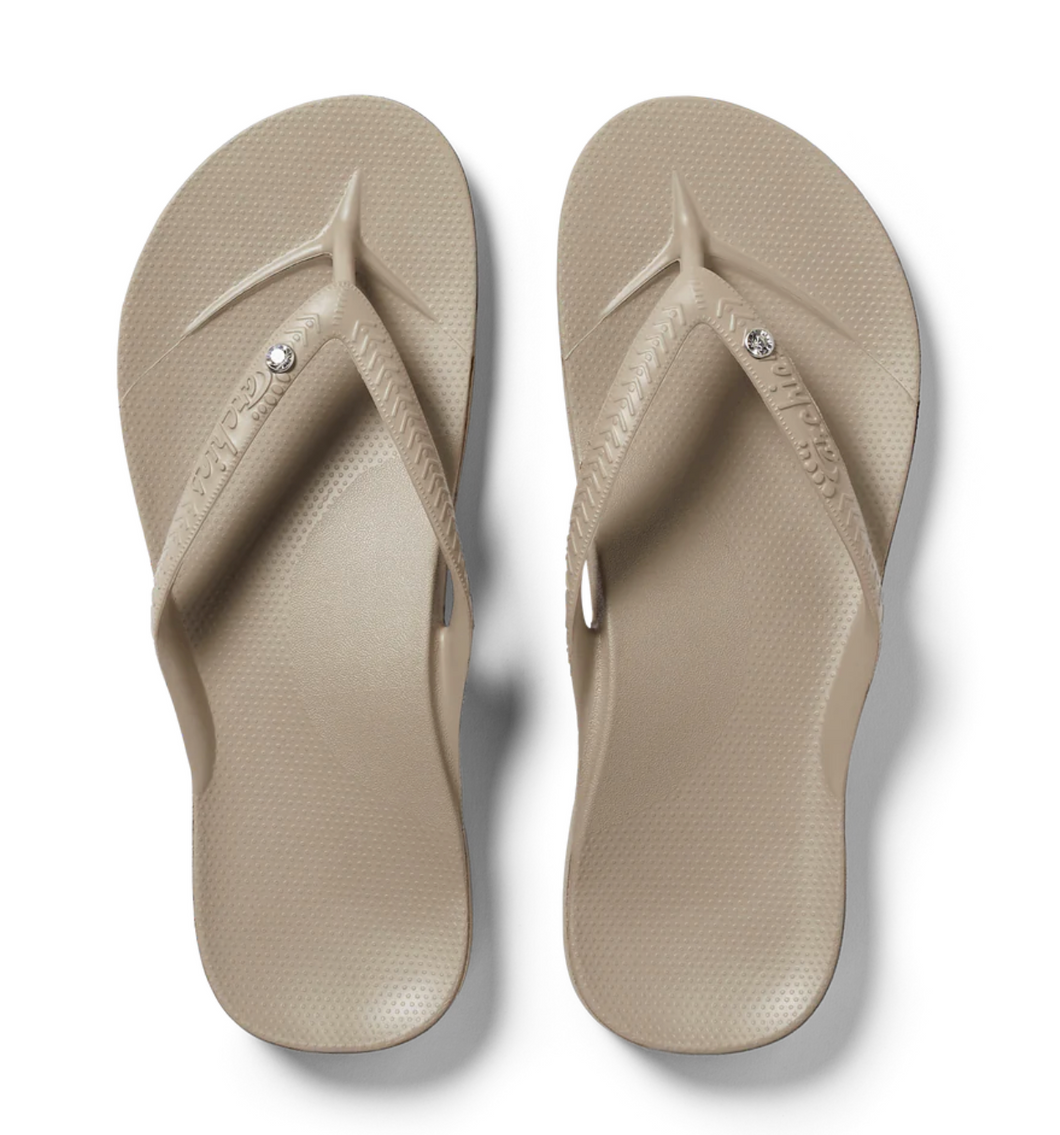Archies - Arch Support Flip Flops - Crystal Taupe