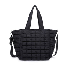 Load image into Gallery viewer, Dreamer - Quilted Puffer Nylon Tote: Black
