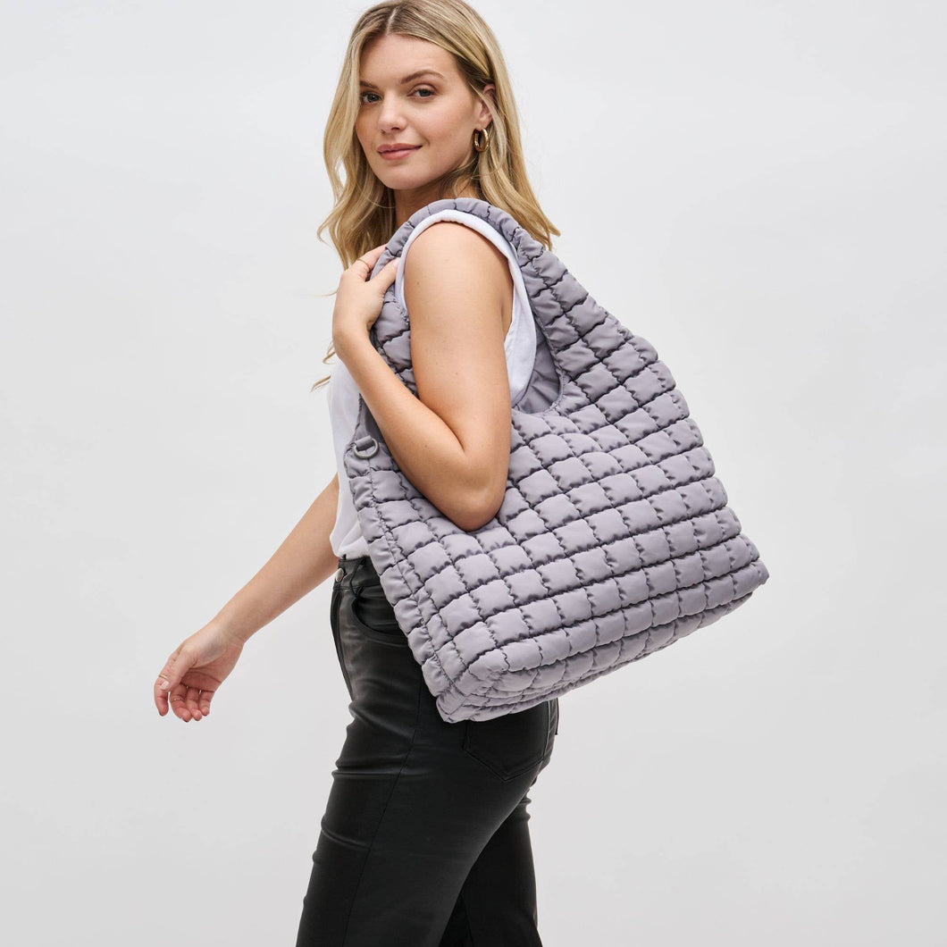 Elevate - Quilted Puffer Nylon Hobo: Grey