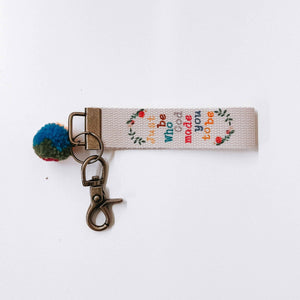 Just Be Who God Made You To Be Canvas Keychain