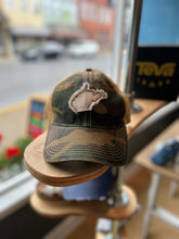 Load image into Gallery viewer, WV Camo Distressed Trucker Hat-Cream WV

