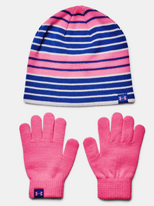 Girls UA Beanie Glove Combo Versa Blue / Pink Punk